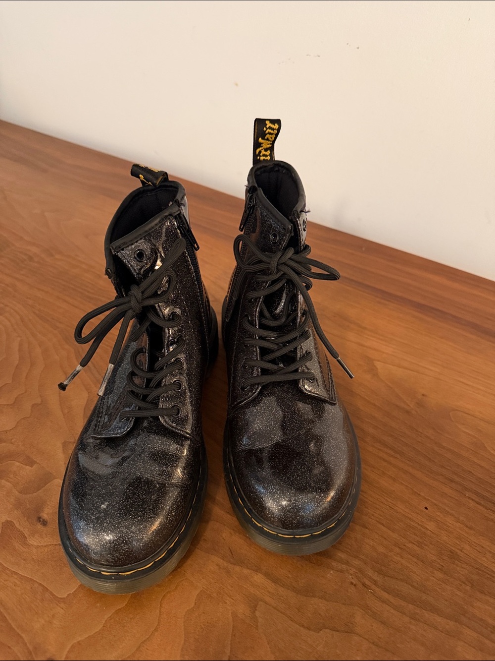 Dr Martens size 4m sparkly black shiny boots